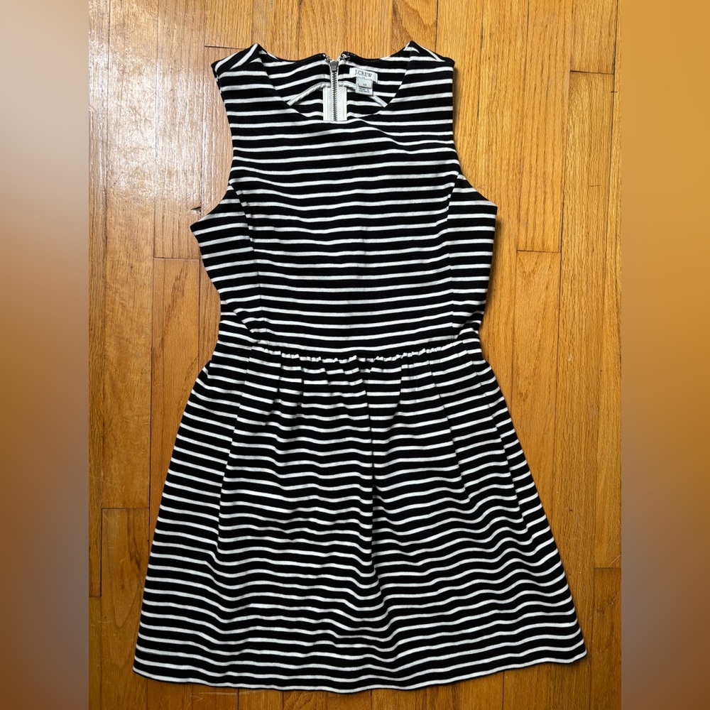 J.Crew Black and White Striped Daybreak Sleeveless Ponte Mini Dress Size XS